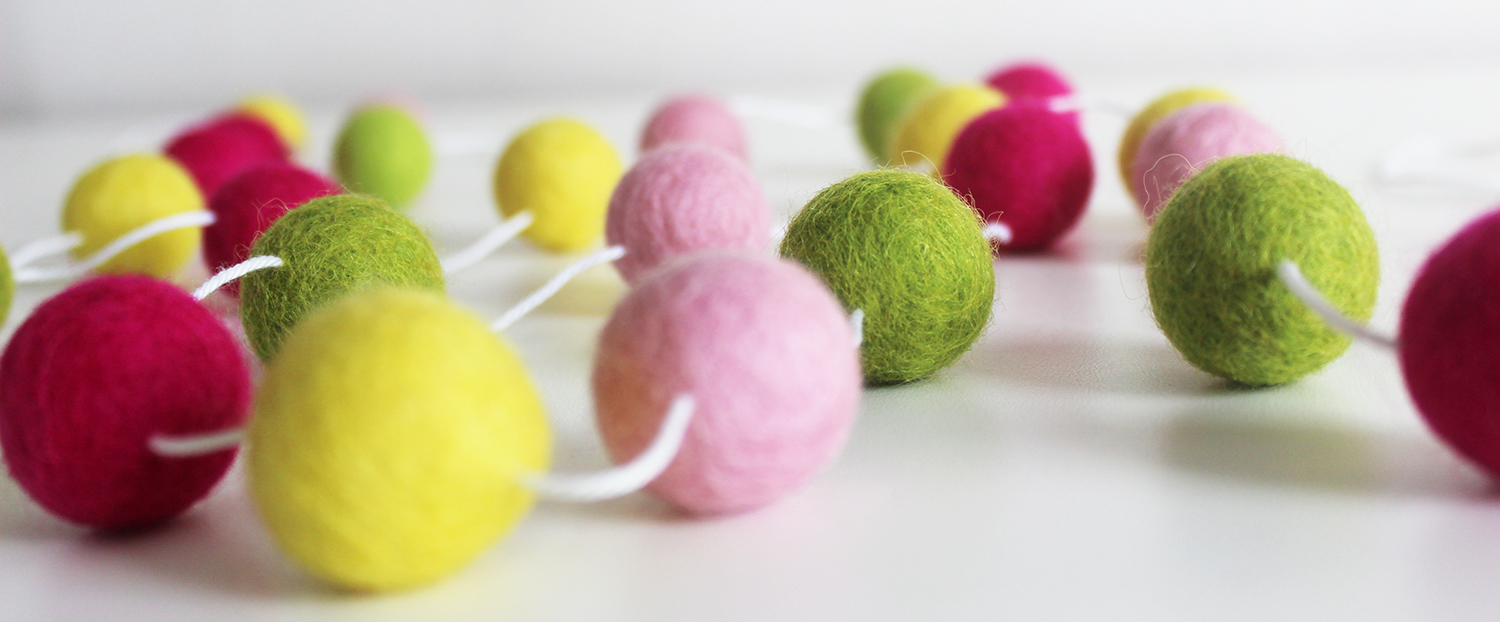 Pink, Yellow, and Green Felt Ball Garland - Image 2