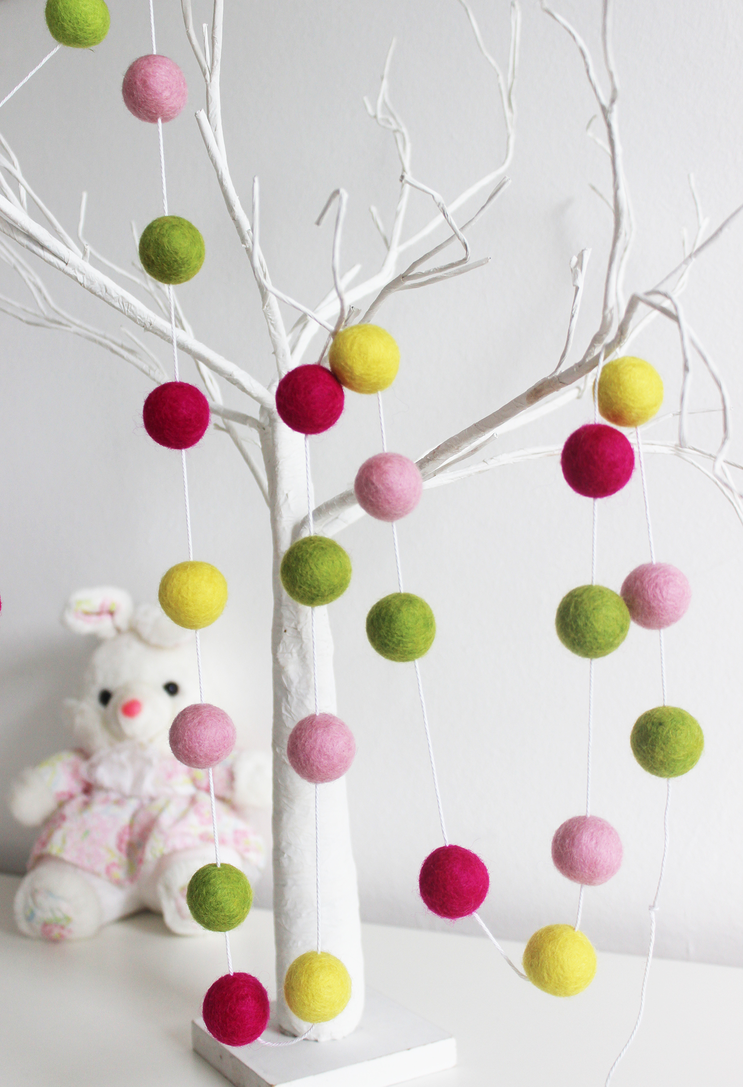 Pink, Yellow, and Green Felt Ball Garland