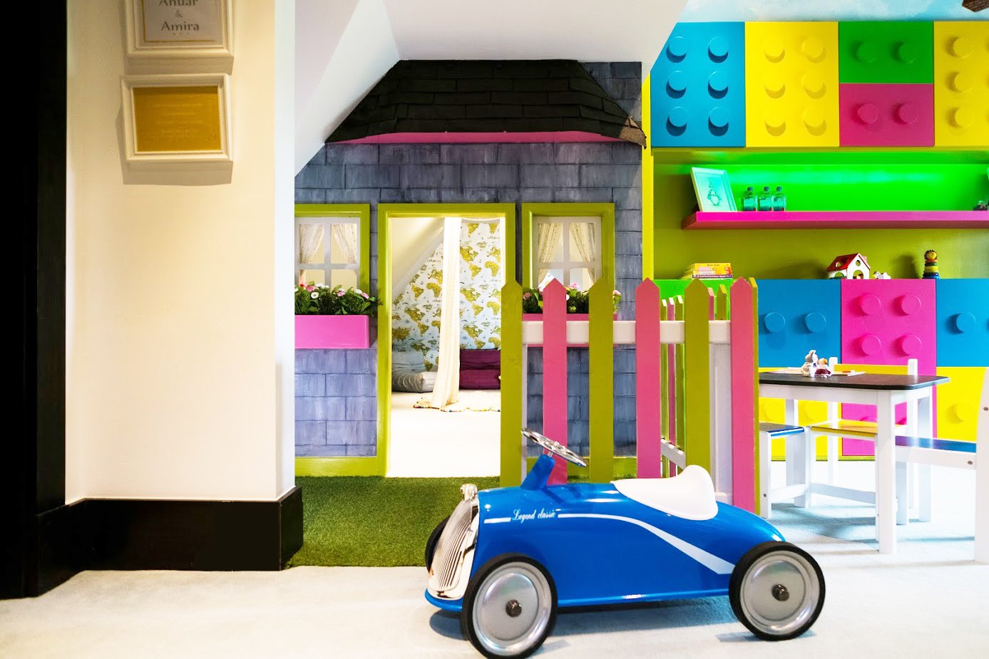 A colourful unisex playroom