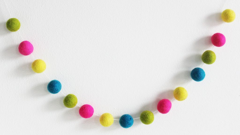 Neon Felt ball Pompom Garland, Kids party decor MK Kids Interiors