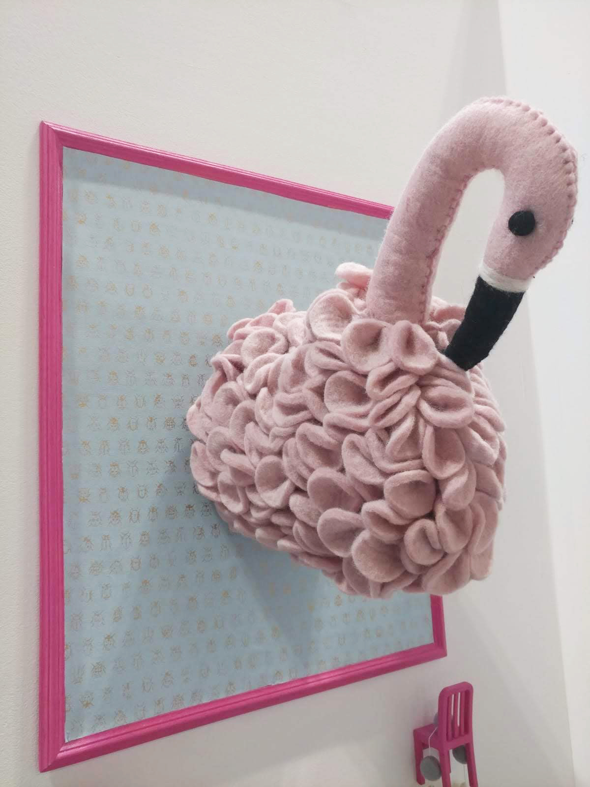 Polly_Felt Flamingo Head_Felt Animal Wall Hanging
