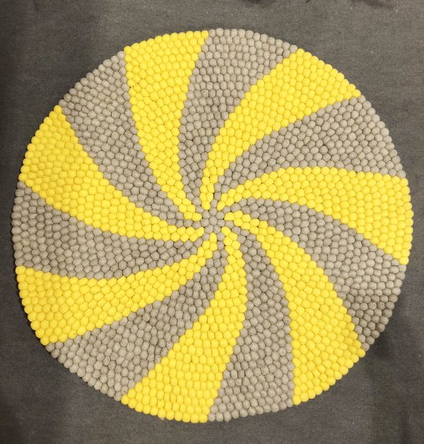 Candy Pop grey and yellow felt ball rug
