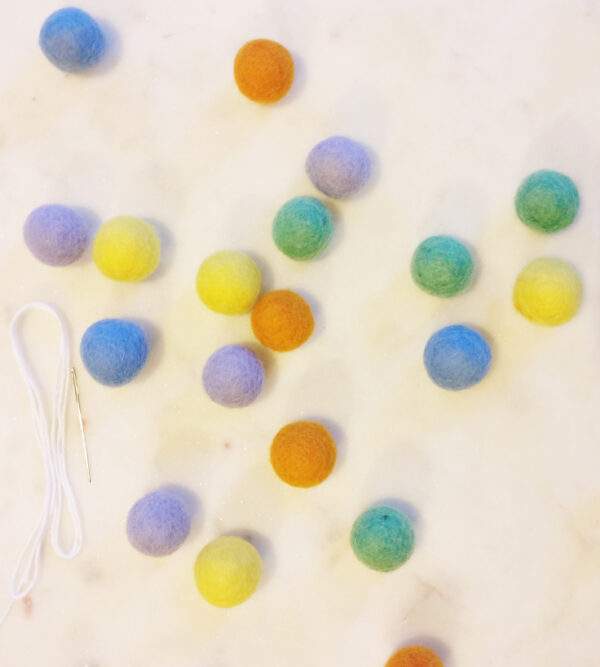 Multicoloured Feltball garland making kit-MK Kids Interiors