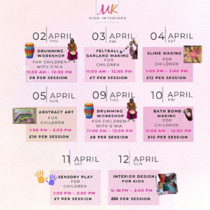 Easter Creative workshops calendar - MK kids Interiors