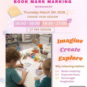 MK Kids interiors Workshop- World Book Day Book Mark Making